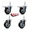 Service Caster 4 Inch Black Polyurethane Swivel 58 Inch Threaded Stem Caster Set 2 Total Lock Brakes SCC-TSTTL20S414-PPUB-BLK-58212-2-S-2 - alternate 5